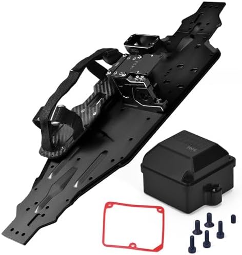 Aluminum 7075-T6 Chassis Plate with Battery Compartment + Radio Box + Motor Base + Servo Mount for Traxxas 1/8 4WD Sledge Monster Truck 95076-4 Upgrades - Black