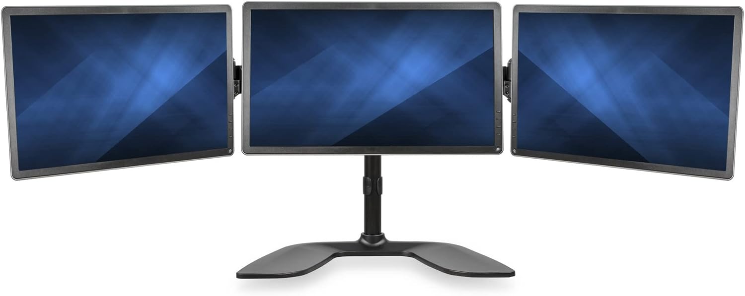 StarTech.com Triple Monitor Stand - Articulating - For Monitors 13” to 27” Adjustable VESA Computer Monitor Stand for 3 Monitor Setup - Steel - Black (ARMBARTRIO2)