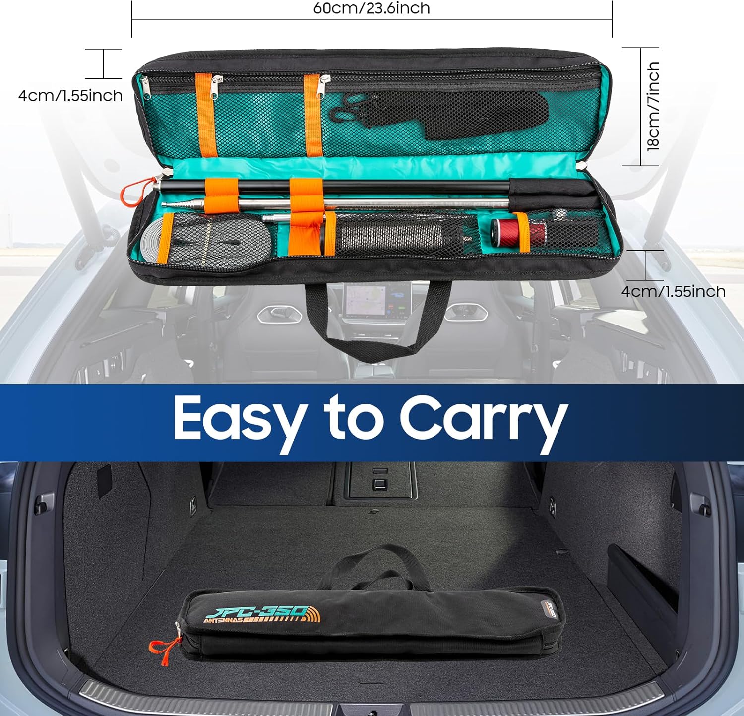 JPC-350 HF Vertical Antenna for Ham Radio 80-6 Meters, 100W Portable HF Radio Antenna 7MHz-50MHz 8-Band with Upgraded Slide Regulator, Suitable for Field/Emergency/Training/Outdoor