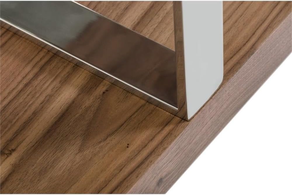 Modrest Maze Modern Wood & Stainless Steel Bookcase in Walnut Finish