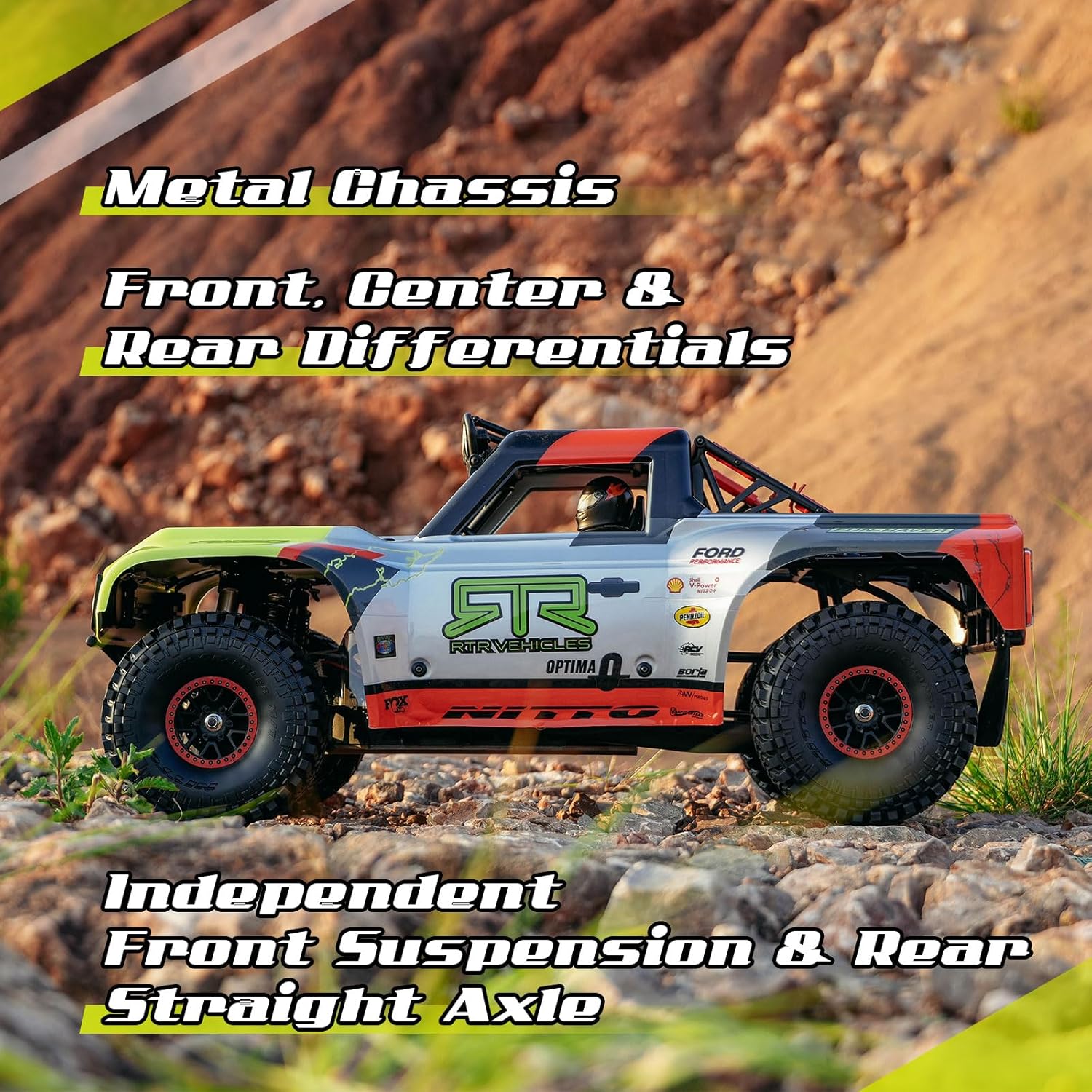 FMS 1/7 Ford Bronco U4 RTR EB RC Truck, Hobby RC Crawler with Brushless Motor & ESC, Remote-Controlled Lighting, Up to 80km/h Speed (2025)