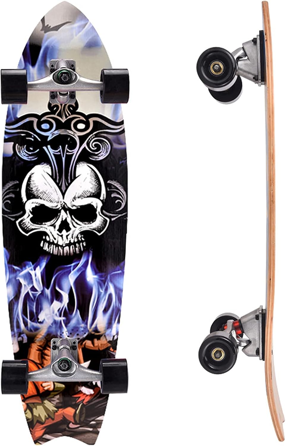 VOMI SurfSkate Land Surfing Skateboard Complete 79×20cm CX4 Truck Carving Pumping Skateboard Deck is Pressed from 8 Layers of Maple Wood ABEC-9 Bearing for Kids Teens Adults (D)