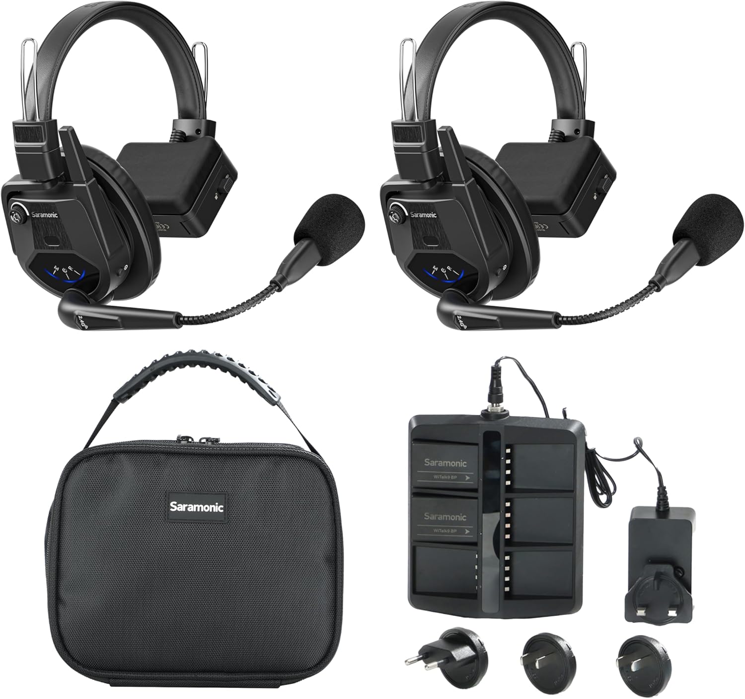 Saramonic WiTalk9SE-2S Wireless Intercom Headset System, 2 Person Full-Duplex 2.4GHz Wireless Single-Ear Noise-Canceling Headset Intercom System for Event TV Documentary Production