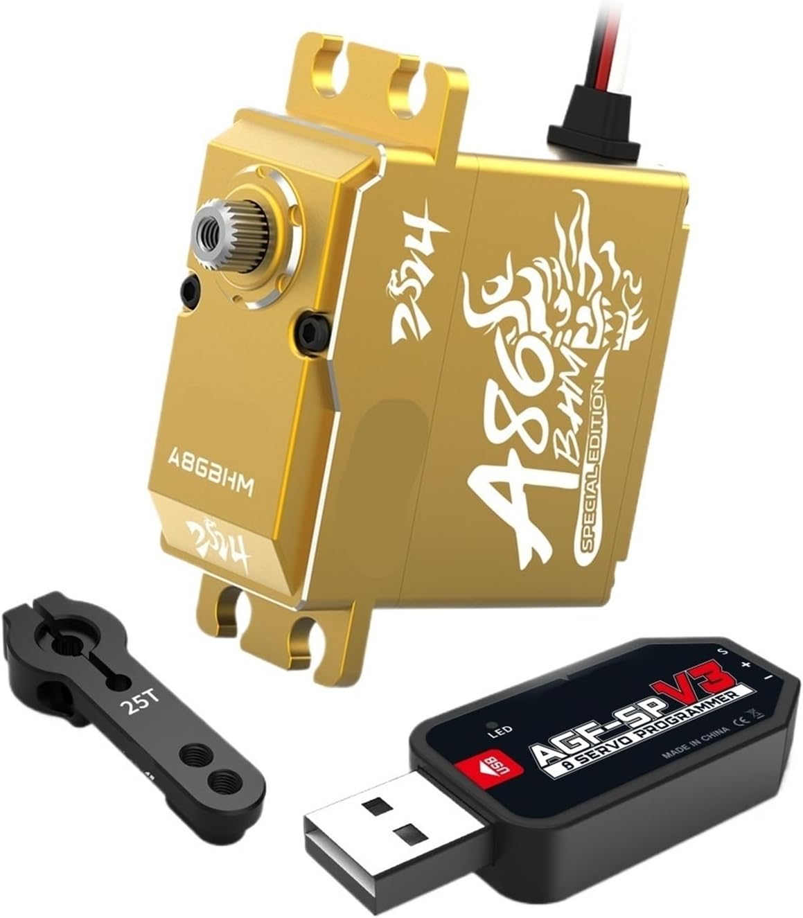 A86BHM 55KG High Torque Programmable Brushless Digital Standard Servo Suitable for 1/8 1/10(A86BHM 55KG Set1)