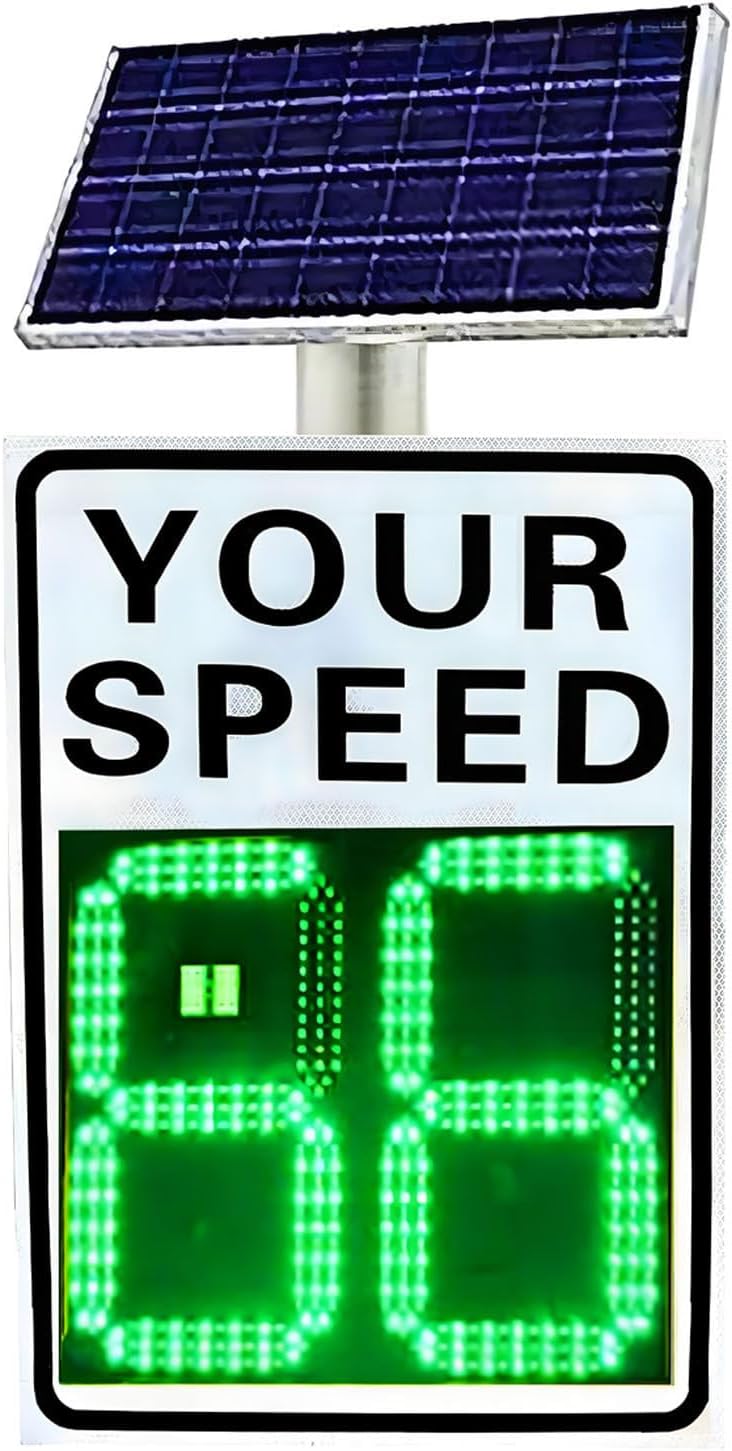Solar Powered Radar Speed Limit Sign - LED Display for Highways & Speed-Limited Roads - 600mm x 900mm - Includes Accessories for Enhanced Safety & Visibility