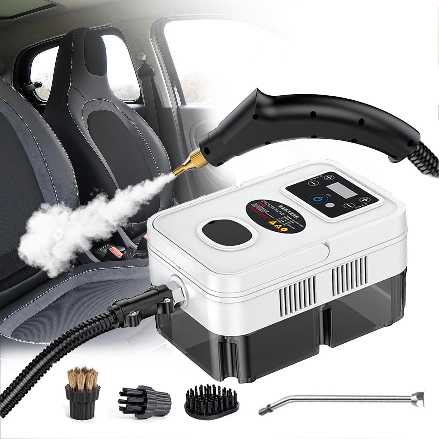 GLBMXDD High Pressure Steam Cleaner, 1600W Portable High Temp Power Steamer Cleaning Machine,Pressurized Handheld Natural Steam Cleaner,for Kitchen, Bathroom, Car, Grout and Tile,White