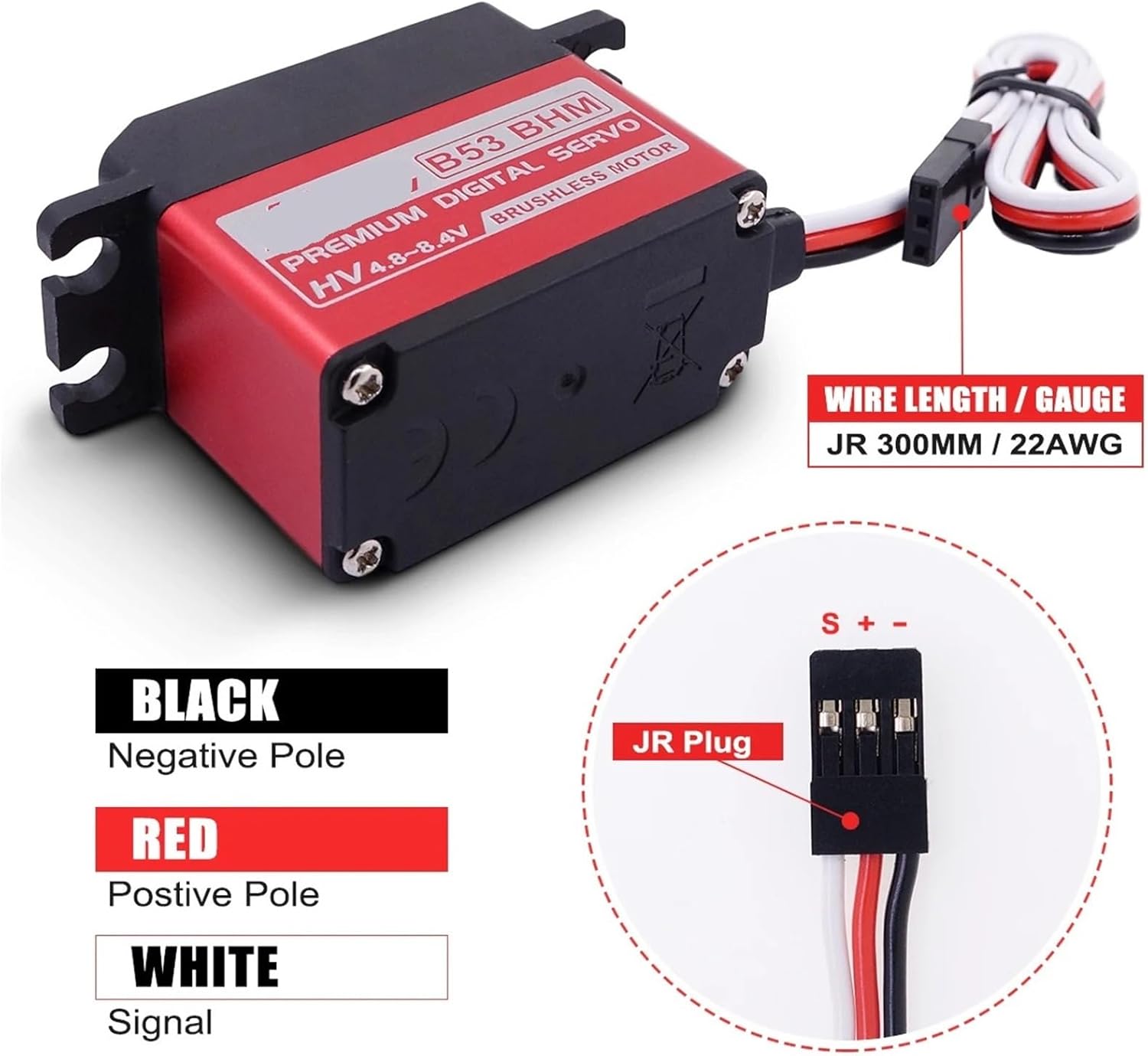 Servo B53BHM 18KG 0.055sec High Pressure Digital Coreless Standard Brushless Servo FET Drive RC Crawler 1Pcs(B53BHMx2pcs)