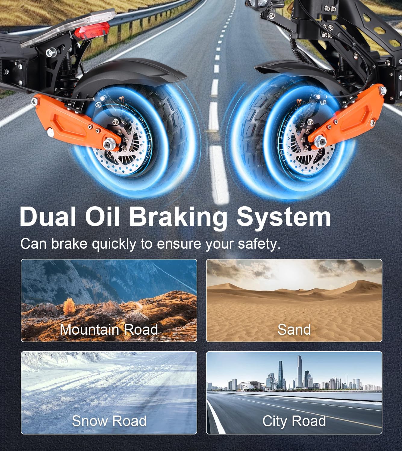 Electric Scooter for Adults, 5000W Dual Motor, 45MPH Max Speed, 50Mile Range, 60V/25.6AH Battery, 10.5