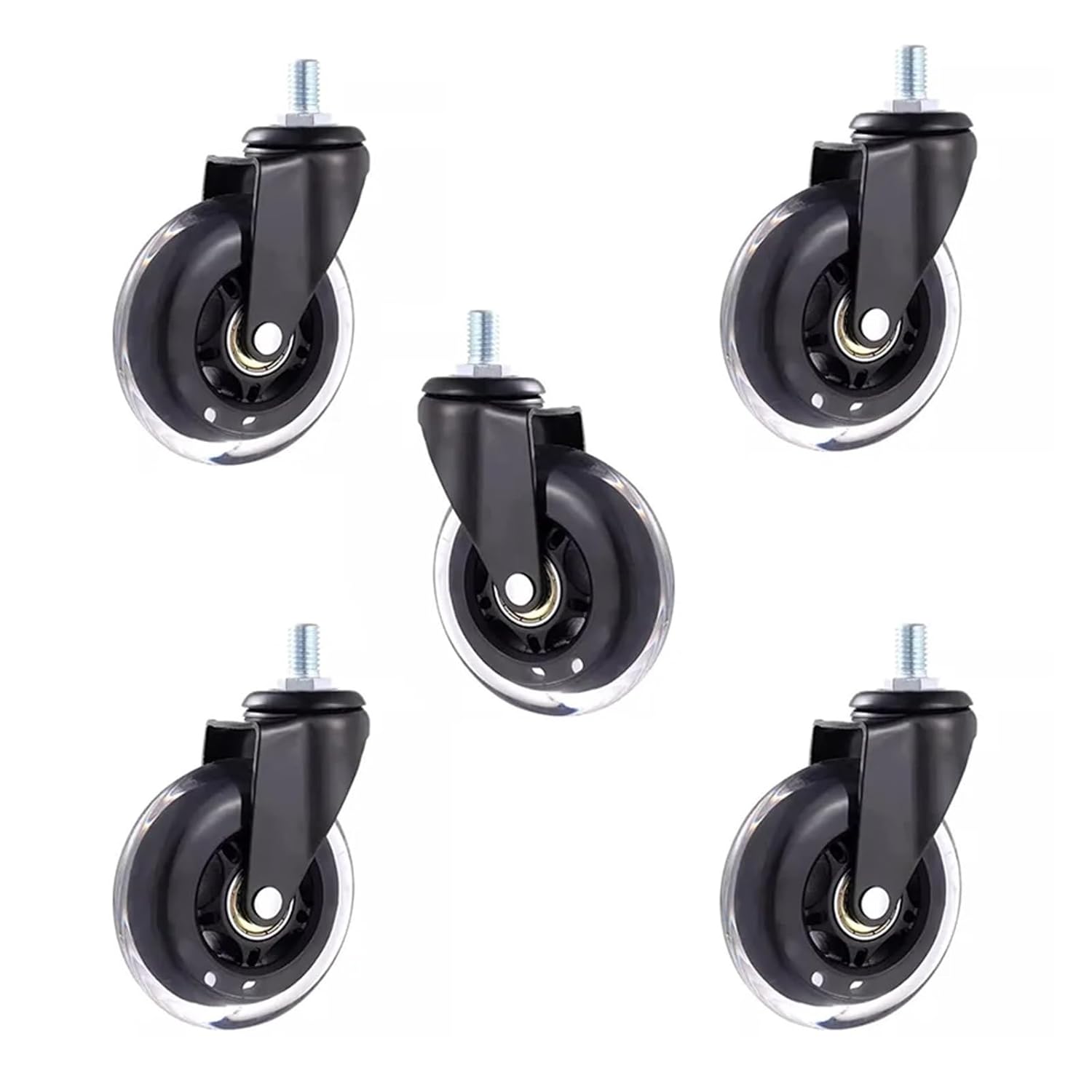 5 Pcs/Lot 4 inch M8/M10 PU Screw Roller Ice Wheel Electrophoresis Entertainment Equipment Scooter Universal/Brak Mute Caster(M8x15mm-5pcs,Brake Wheel)