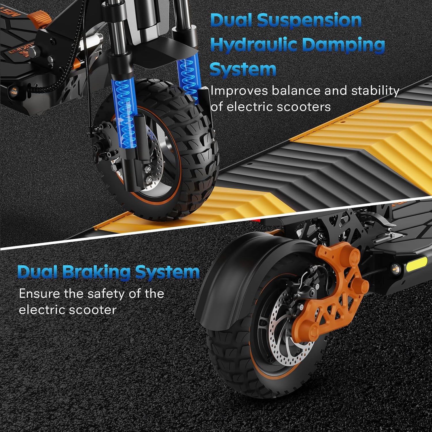 M5 Pro Electric Scooter, 1600W Brushless Motor, Range 43-50Miles, Max Speed 34 MPH, Max Load 264LBS, Dual Suspension & Hydraulic Damping System, E-Scooter with Seat & Storage Box for Adults