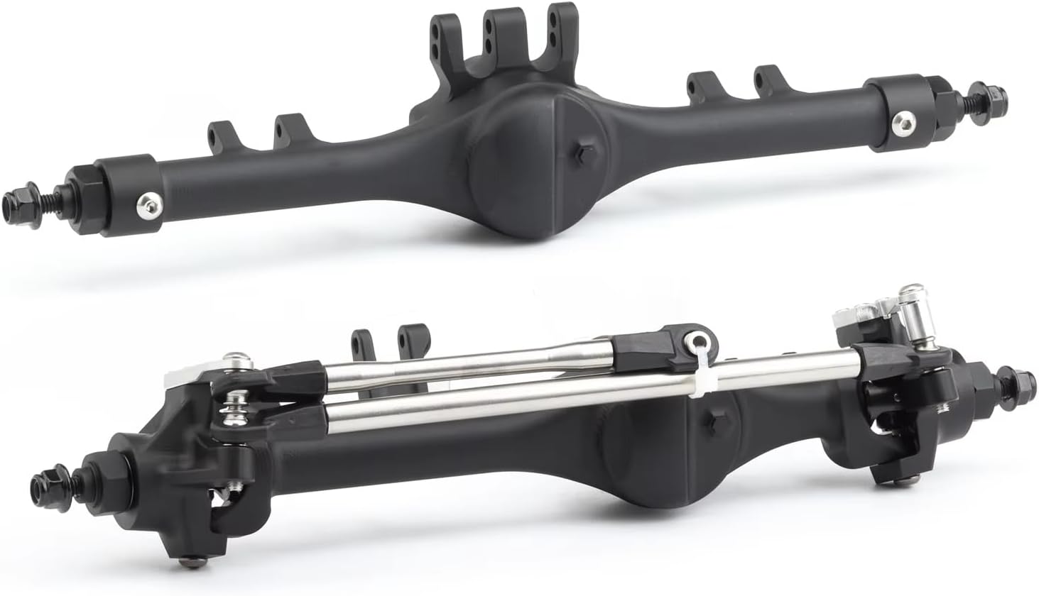 Compatible with Axial for SCX10 II VS4-10 RC Cars Upgrade Parts Replacement Accessories Aluminum Straight Axle RC Front and Rear Axle(Black,1Set)
