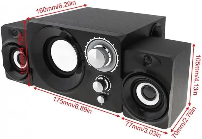 JSEIAJB 11W Subwoofer Portable Music Computer Speaker with 3.5mm Audio Plug for Desktop TV PC