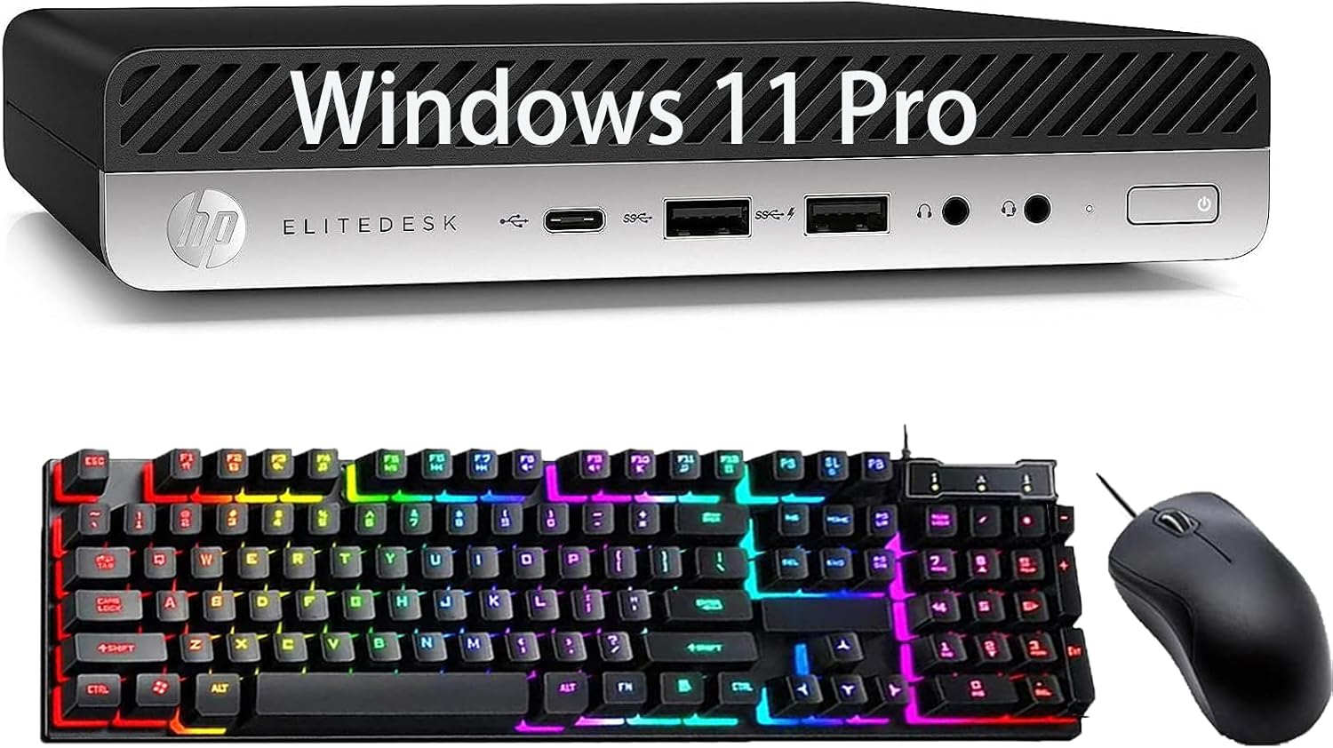 HP EliteDesk 800 G4 Mini Desktop PC, Core i5-8500T, 8 GB RAM, 256 GB SSD, USB BT, USB WiFi, Windows 11 Pro (Renewed)