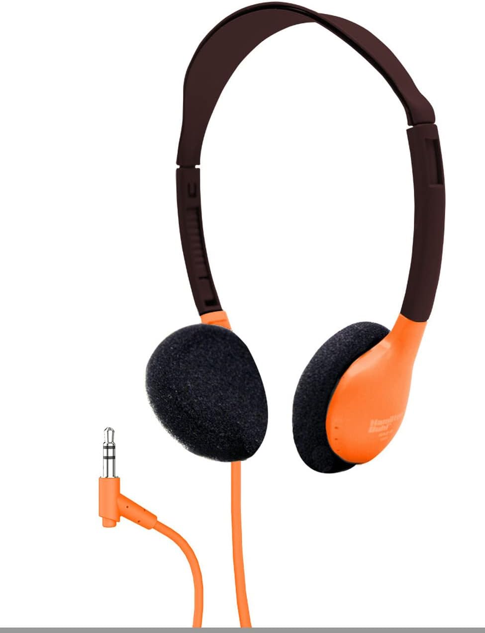 HamiltonBuhl HA2-ORG Personal On-Ear Stereo Headphones 200-Pack – Orange, Replaceable Foam Cushions, Adjustable Headband, 5 ft Chew-Resistant Dura-Cord, 3.5mm Stereo Plug