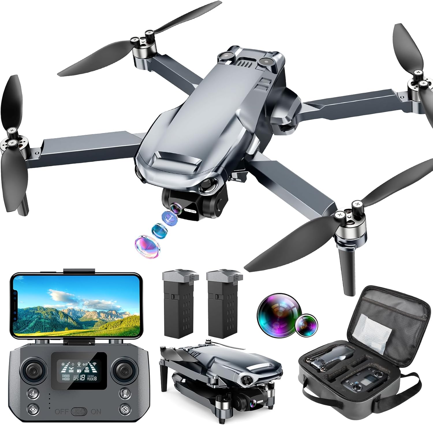 GPS Drone with 4K UHD Camera for Adults Beginners, 1640ft Long Range, Auto Return Home, Follow Me, 3-Axis Gimbal, APP & Remote Control for Outdoor Photography and Video