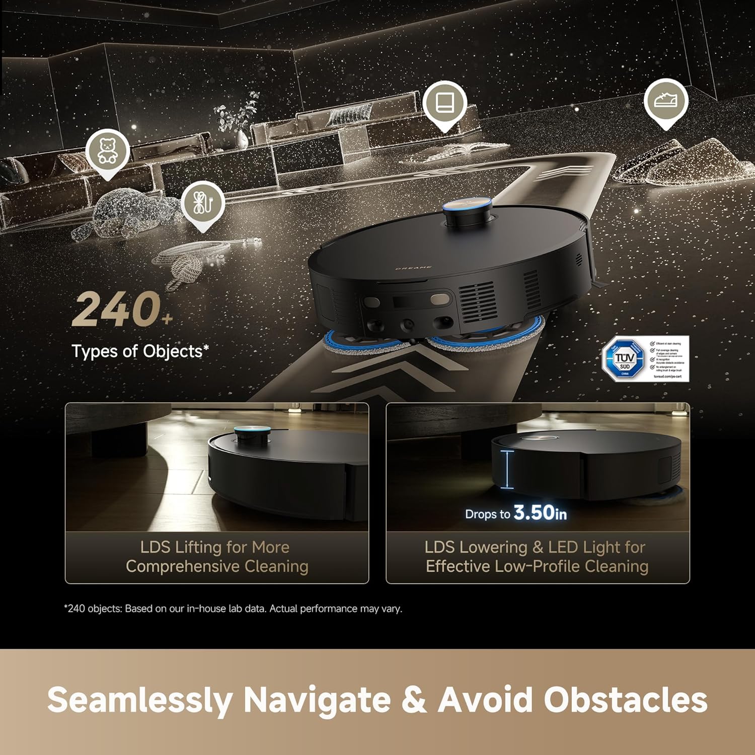 DREAME Matrix10 Ultra Robot Vacuum and Mop, Multi-Mop Switching, 3.14inch Obstacle Clearing, 30,000Pa Suction, Self Empty&Refill, Self-Cleaning, 100% Detangling, 240+ Obstacle Avoidance, Voice Control