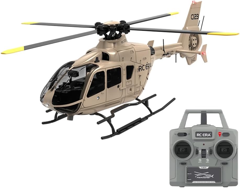 RC Helicopter for Adults, C123 1/36 Scale 6CH Single-Rotor Brushless RC Helicopter with Gyro Stabilization, Optical Flow Positioning, and Altitude Hold, Outdoor RC Airplane for Beginner (RTF Version)