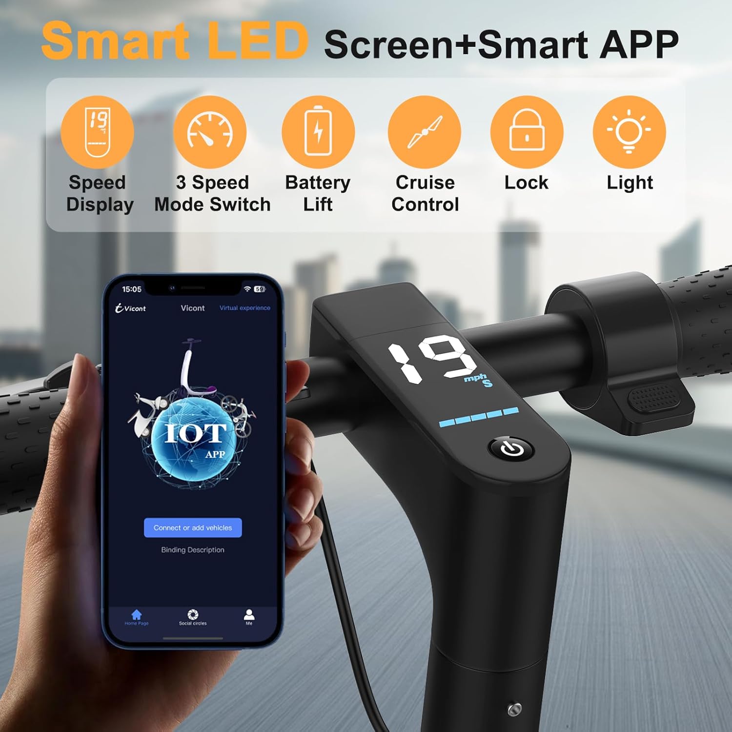 Electric Scooter, Powerful 500/350W Motor, 10