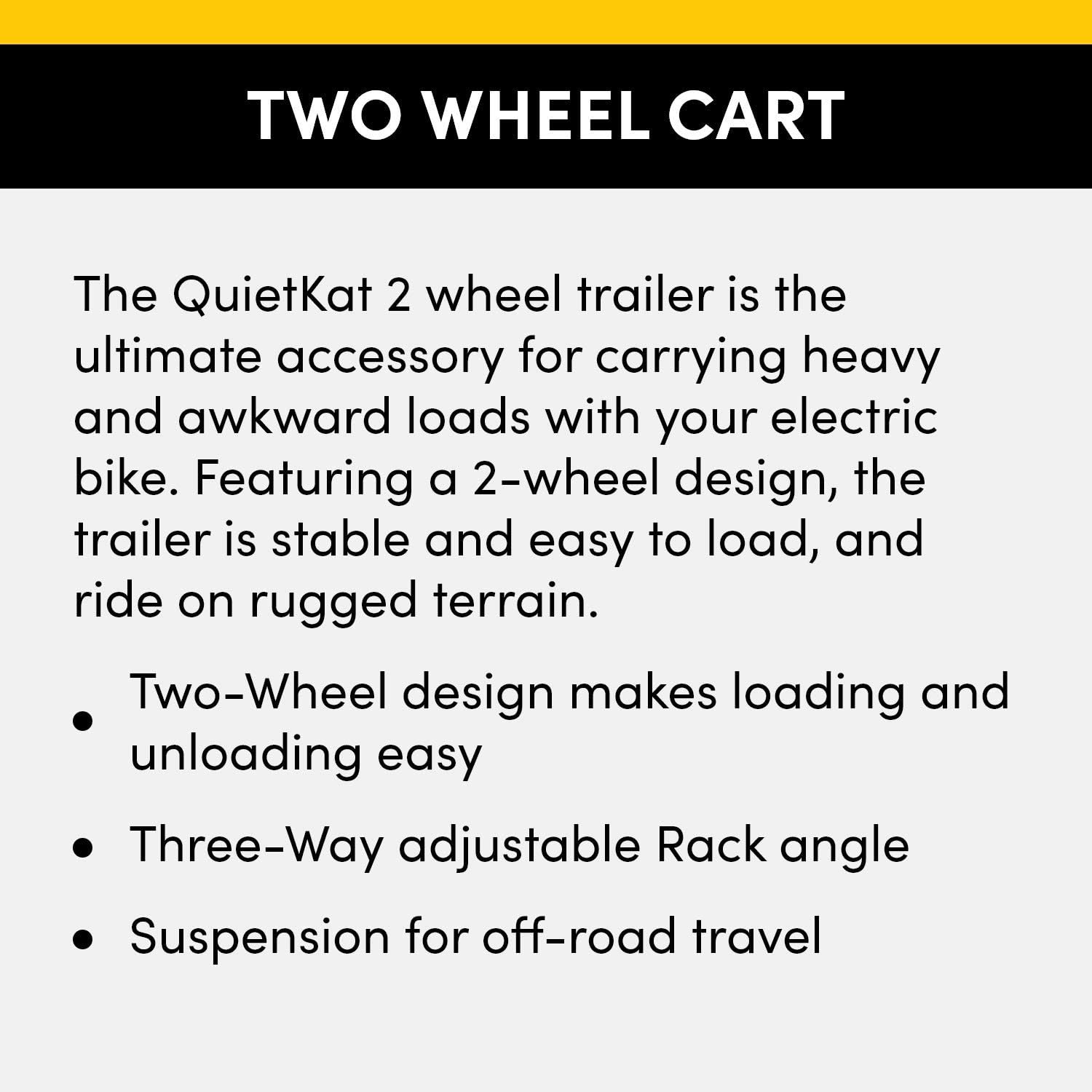 QuietKat Two Wheel Game Cart, FatTire Off Road Cargo Trailer for Extra Storage While Hunting, Fishing, Exploring Backcountry, Three-Way Adjustable Rack Angle (20