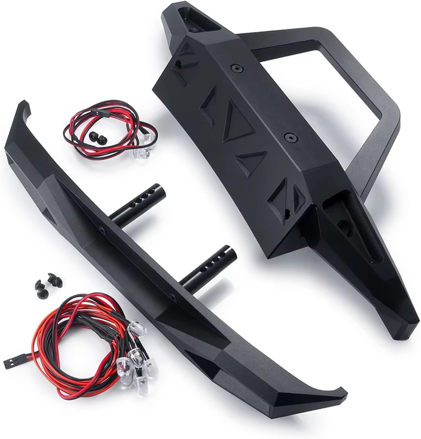 RC Accessories For Axial For JLU SCX6 AXI05000 1/6 RC Car Bumper Metal Front Rear Bumper With Light For Buggy Upgrade Parts Accessories(Front Rear)