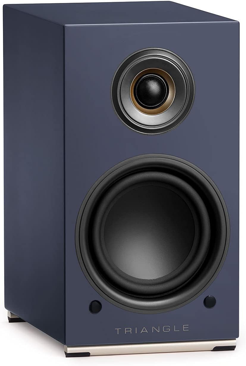 triangle - AIO Twin - Wi-Fi & Bluetooth Active Bookshelf Speakers with 2x50W Amplifier - HD Audio - Phono/Turntable + Optical TV Inputs - 165 x 304 x 235 mm - Blue (Pair)