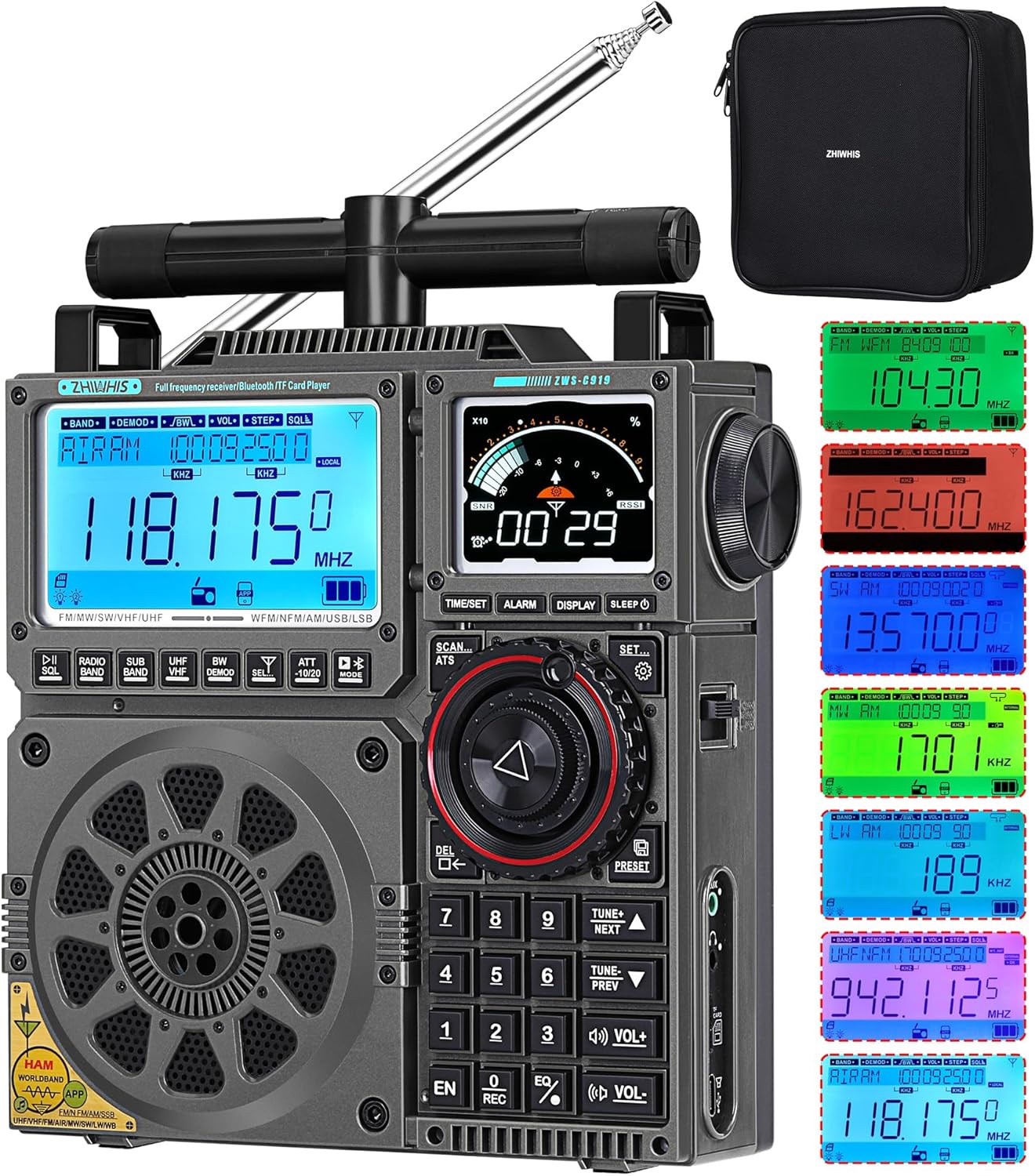 ZHIWHIS Shortwave Radio with SSB and Extra Antenna