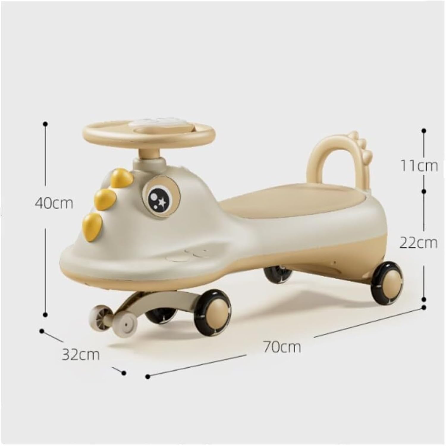 Bicycles Sliding Wiggle Car Ride On Push Car with Storage Seat Music Light Anti-Rollover, Toys for Indoor Outdoor(Yellow,Flash Wheel)