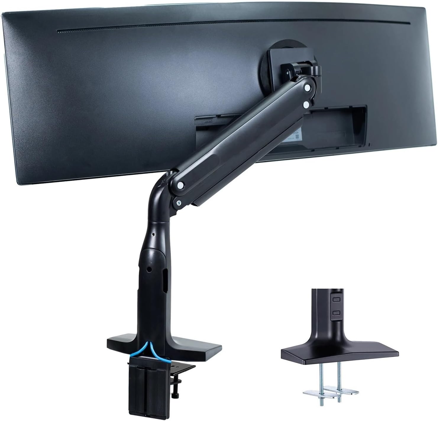 Single Piece Extra Wide Monitor Pneumatic Stand Desktop Bracket, Maximum Hole spacing 200x100-