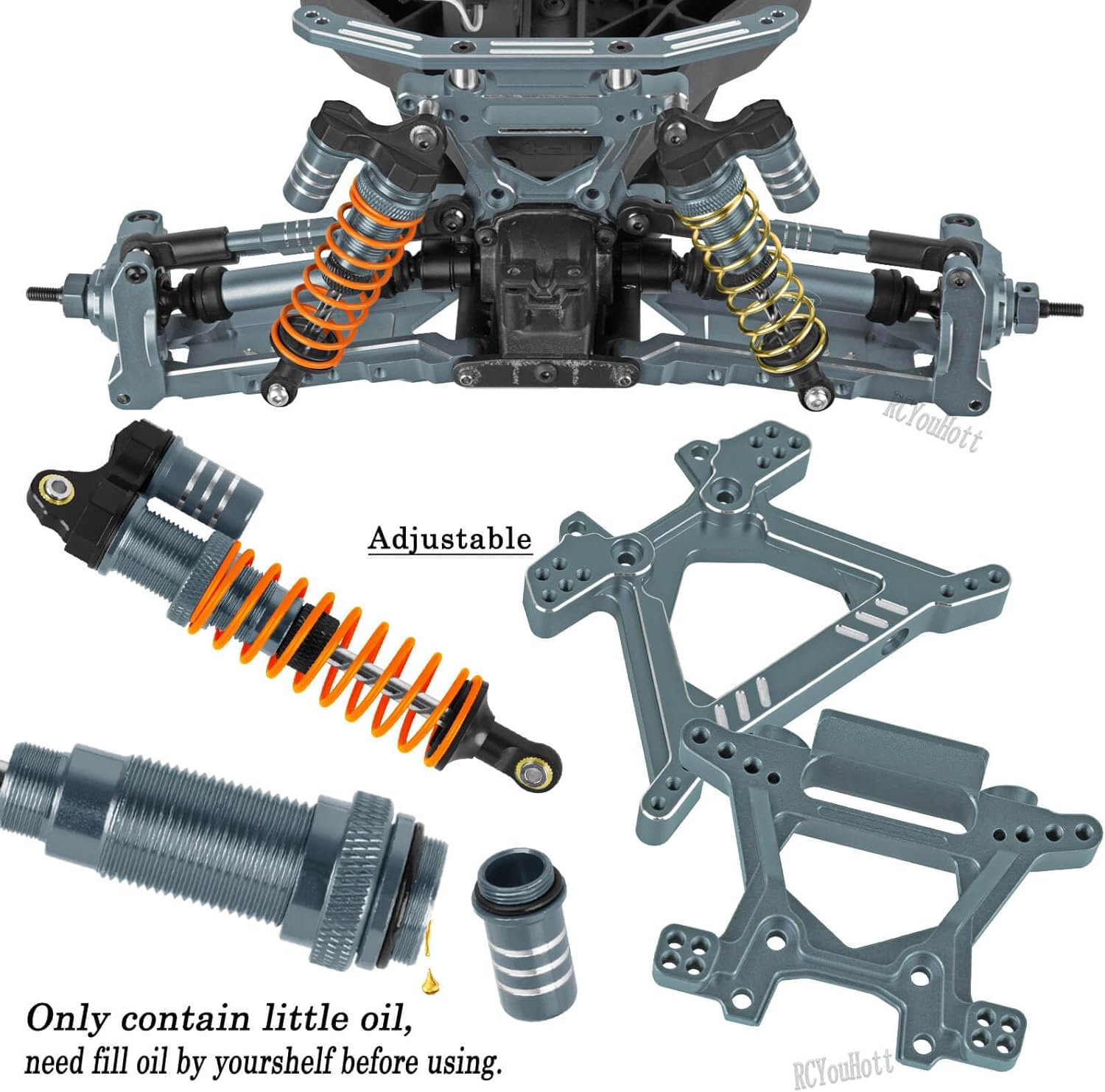 RC Upgrades Part for 1/10 Rustler/Slash/Stampede 4x4 4WD VXL,Arm/Shocks/gearbox/37T Diff Gear/Caster Block,Steering Blocks/Stub Axle Carriers/Drive Shaft/Shock Tower/Links,Titanium