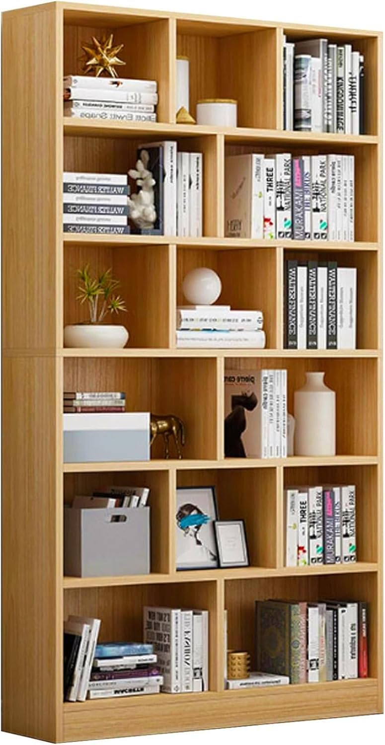 LoKori Modern Bookshelf Bookcase,6-Tier Office Large Open Bookshelf Display Rack with Compartments,Book Organizer Shelves for Office Bedroom,B