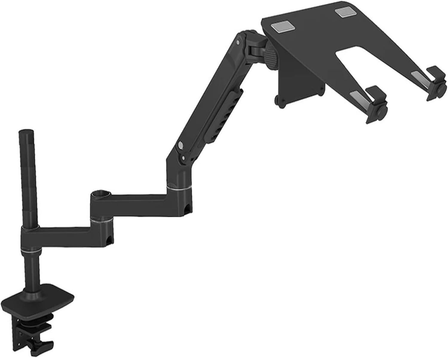 V63CT Aluminum Desktop Mounted Two-in-One Laptop Stand Monitor Stand Mounted Extra Long Arm Full Motion Laptop Stand(Color:V63CTB-450)