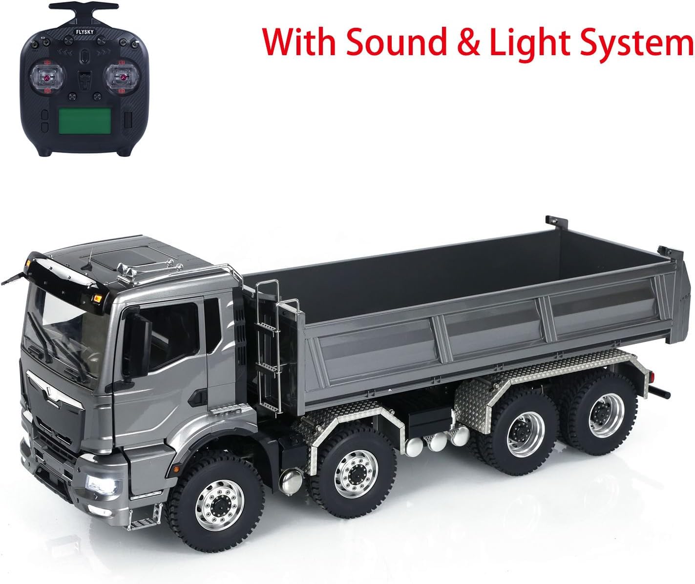 TOUCAN RC HOBBY Radio Control 1:14 Hydraulic Tipper Metal Cabin Shell Differential Lock 8x8 Chassis 2Speed RC Dumper Truck Sound Light