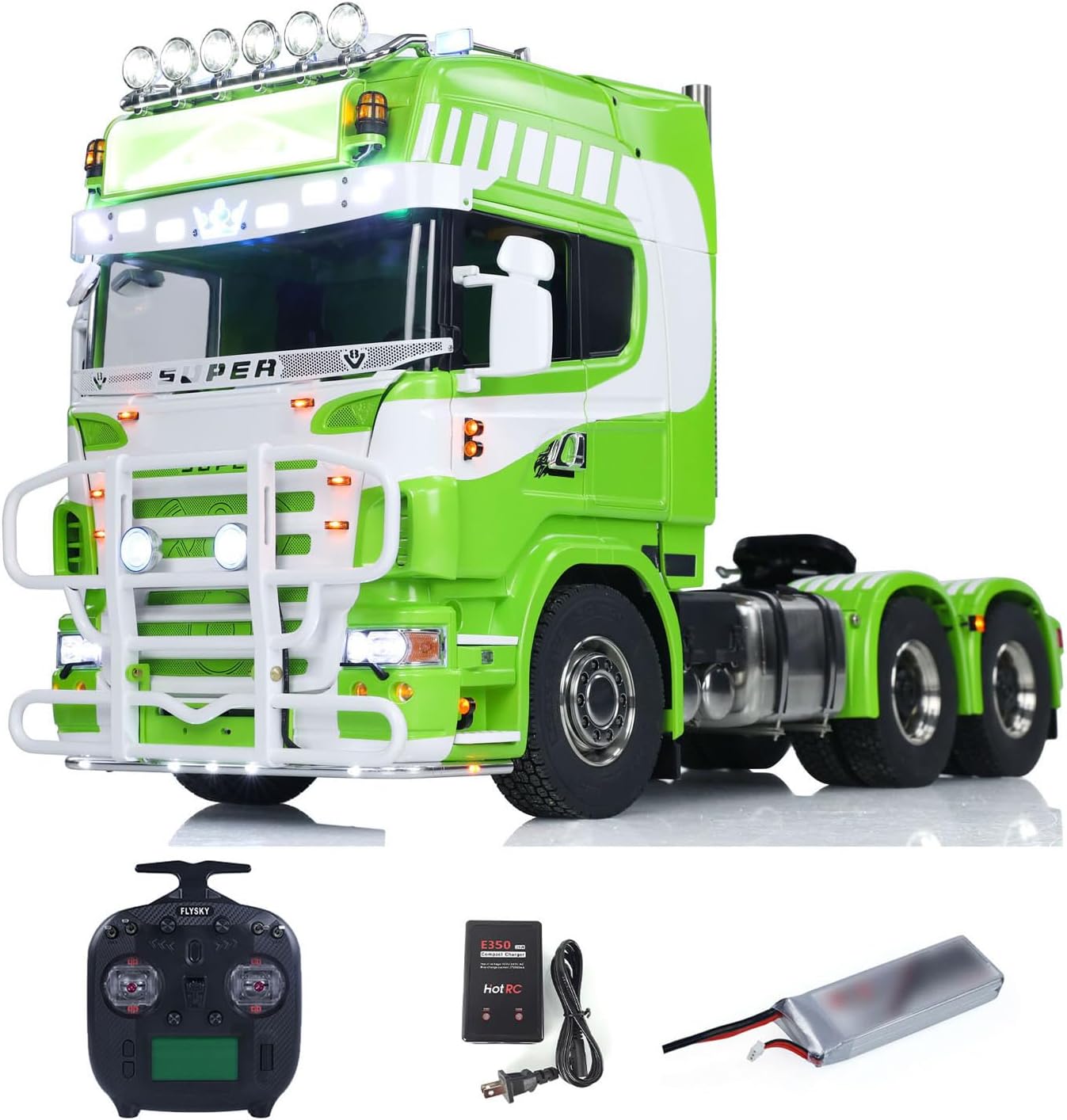 6x6 Metal Chassis 1/14 RC Tractor Truck R620 Smoking Unit RTR Model Air 3-Speed Transmission Suspension Construction Vehicle Light Sound System ST8 Radio Hobby Grade Model