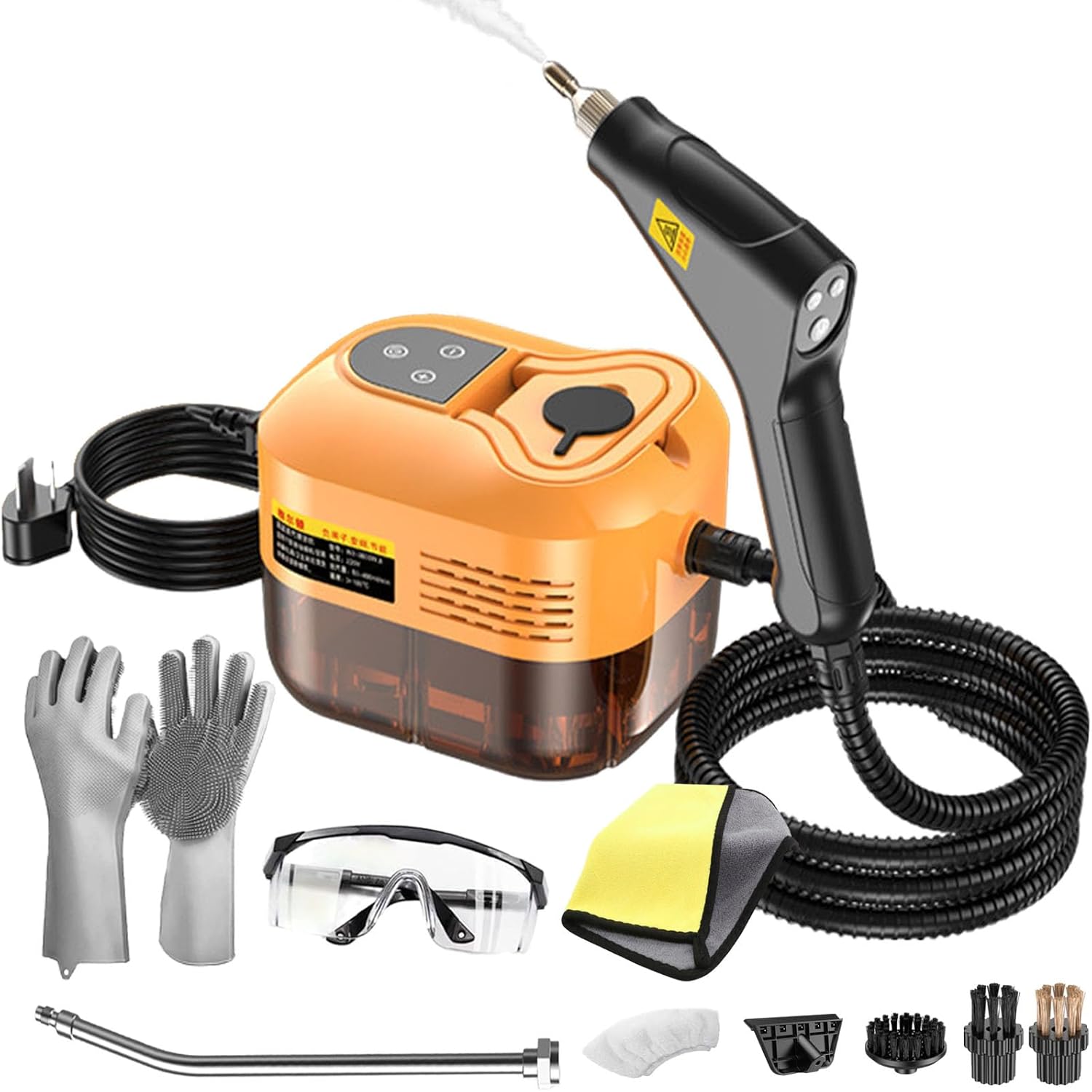 2500w Handheld High-Temperature Pressurized Steam Cleaner, 6-Speed Portable Steamer, 10s Fast Heating, 1.2L Water Tank, for Cleaning Auto Detailing, Furniture, Kitchen, Grout, Floor,Tile (Orange)