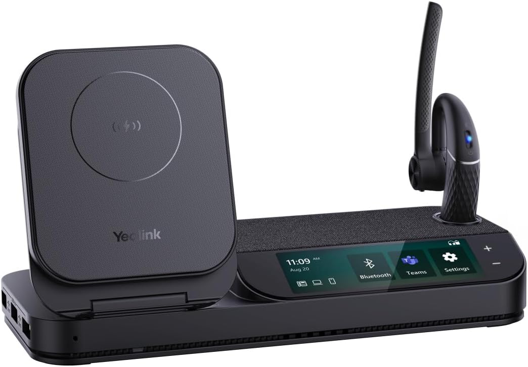 Yealink BH71-WORKSTATION écouteur/Casque Sans fil Ecouteurs Bureau/Centre d'appels Bluetooth Socle de chargement Noir