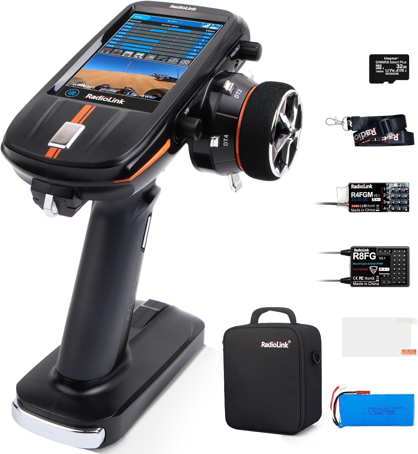 Radiolink RC8X 8CH 2.4G RC Transmitter and R8FG&R4FGM V2.2 Gyro Receivers, 4.3