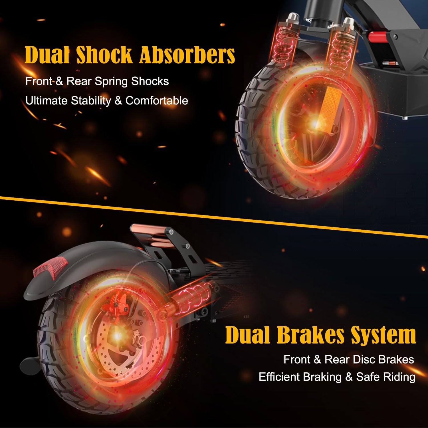 Electric Scooter Adults, Fast E-Scooter with Seat, Portable Folding Escooter Electric for Adult, 10 inch Offroad E Scooter for Teens | 28 MPH | 30 Mile Long Range | Dual Suspension & Brakes