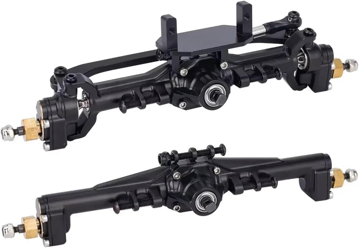 RC Front Rear Drive Axle Compatible with TRX4M 1/18 RC Crawler Car Axle Upgrade Parts Brass CNC Widen Portal Axles +10mm with Lay Down Servo Mount Links