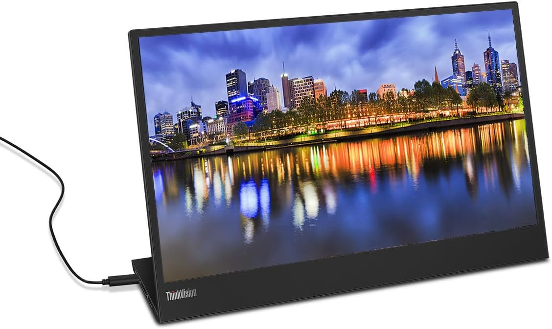 Lenovo ThinkVision M15 15.6” FHD 1080p Portable Travel Monitor Bundle with USB Type-C, Black Matte Micro Bluetooth Speaker with Professional Sound, Built-in Microphone and Remote Shutter for Selfies