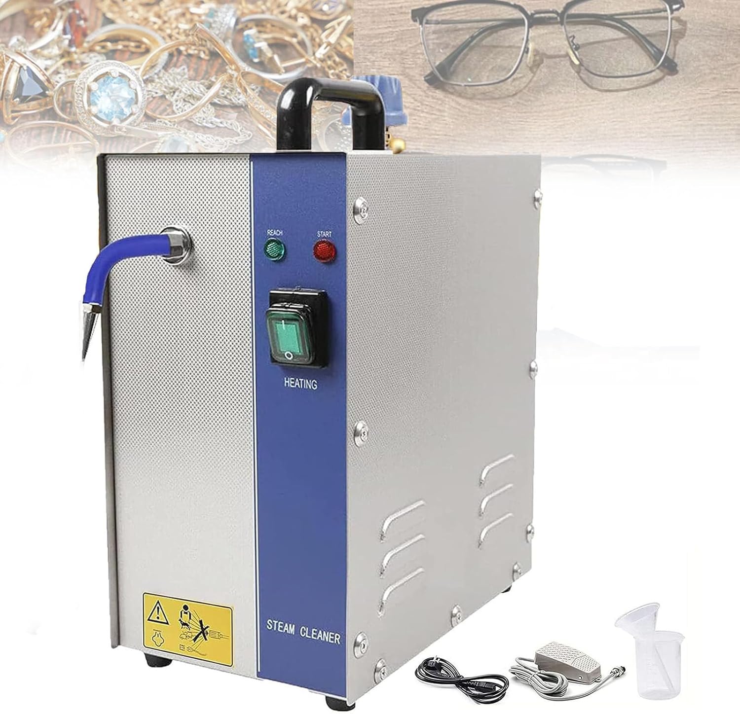 Ostreemaner Jewelry Steam Cleaner Machine,1300w Gold Silver Jewelry Cleaner Steamer with 2L Water Tank,Professional Jewelry Steam Cleaning Equipment,for Cleaning Jewelry/Glasses