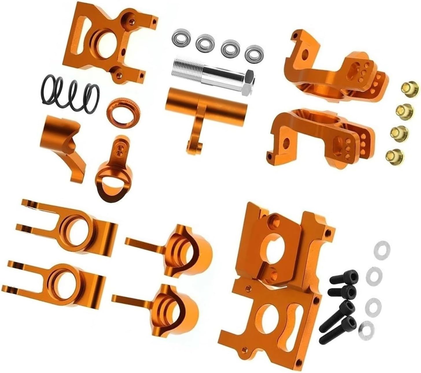 RC Spare Part for ZD for Racing for DBX-07 DBX07 EX07 1/7 Metal Accessories Kit Steering Cup Steering Assembly Motor Mount Replacement RC Car Upgrade Parts(Yellow,Set)