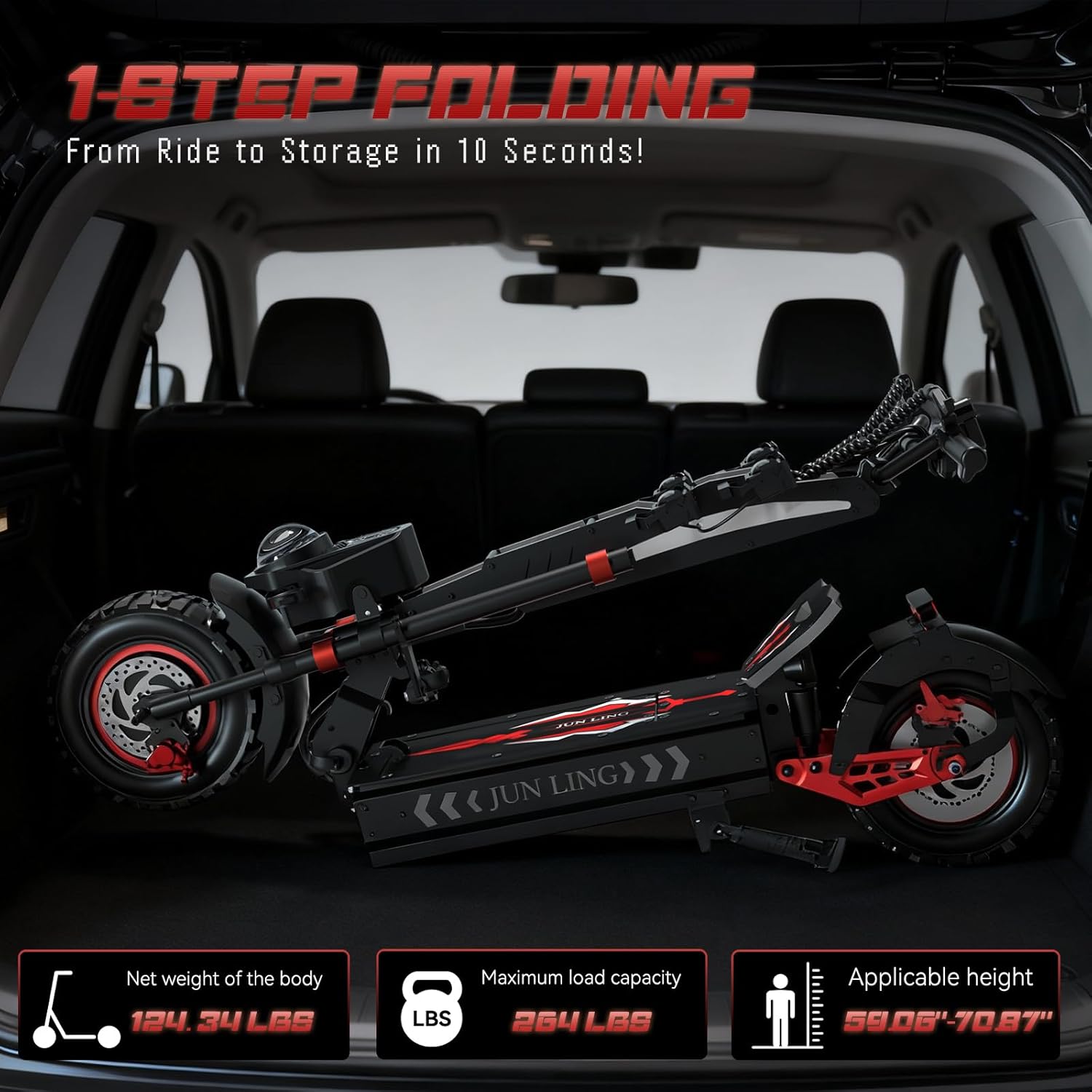 Electric Scooter, 10000W Dual Motor, Max Speed 75-85km/h, 60V 40Ah with 75-120km Range, 13-Inch Anti-Slip Puncture-Proof Vacuum Tires, Front & Rear Hydraulic Suspension, Foldable Design for Adults