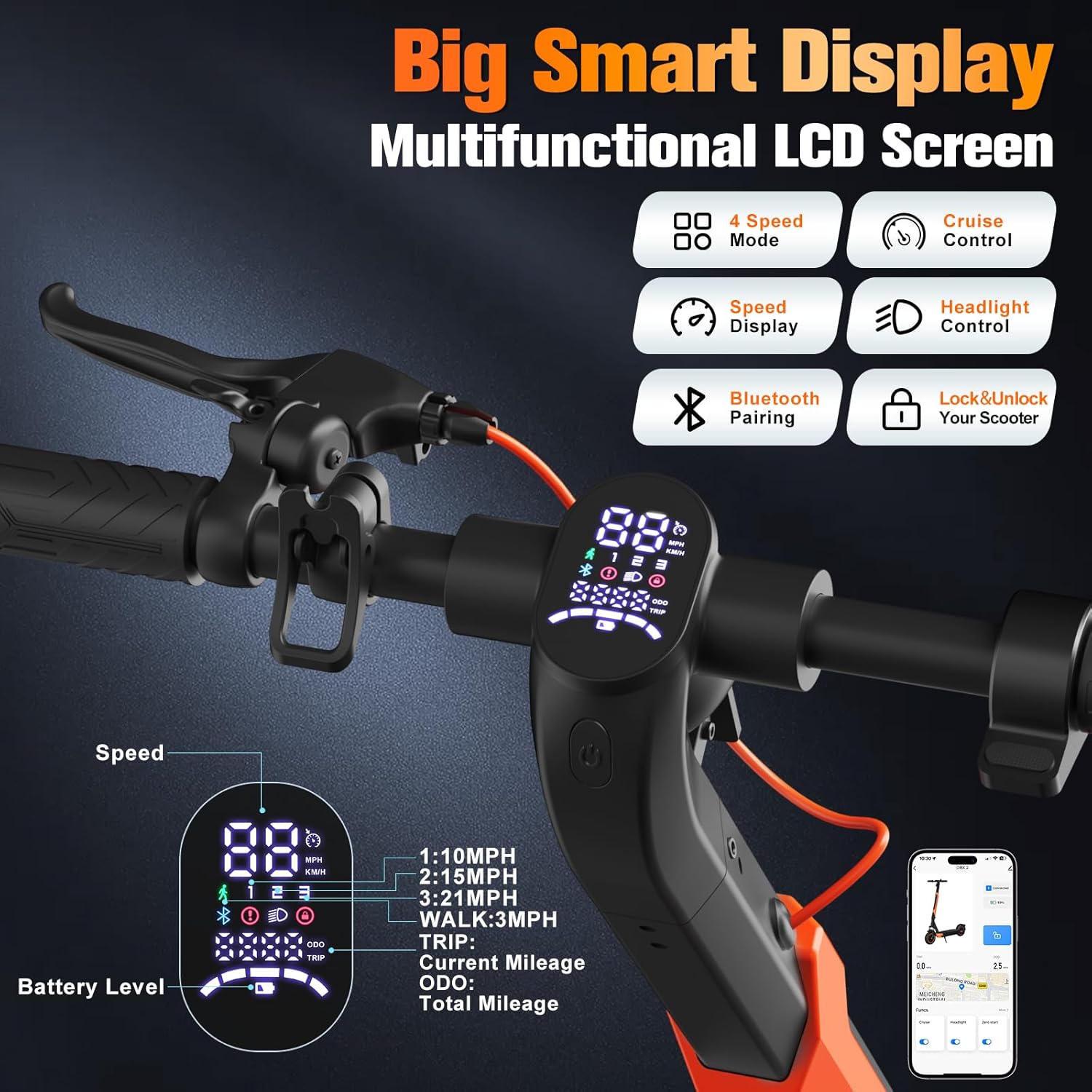 Electric Scooter Adults, 800W Motor, 22 Miles Long Range, 21 Mph Max Speed, 10