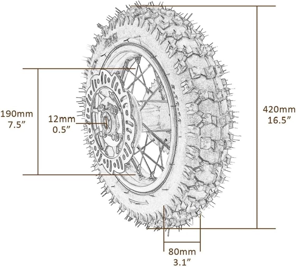 2.50-10 Front & 3.00-10 Rear Tire Wheel Assembly with Knobby Tires, 520mm Front Fork, Triple Tree Clamp & Brake Calipers – Fits 50cc 70cc 90cc 110cc Dirt Bike Scooter Pocket Bike CRF50 PW50 TTR50 XR50