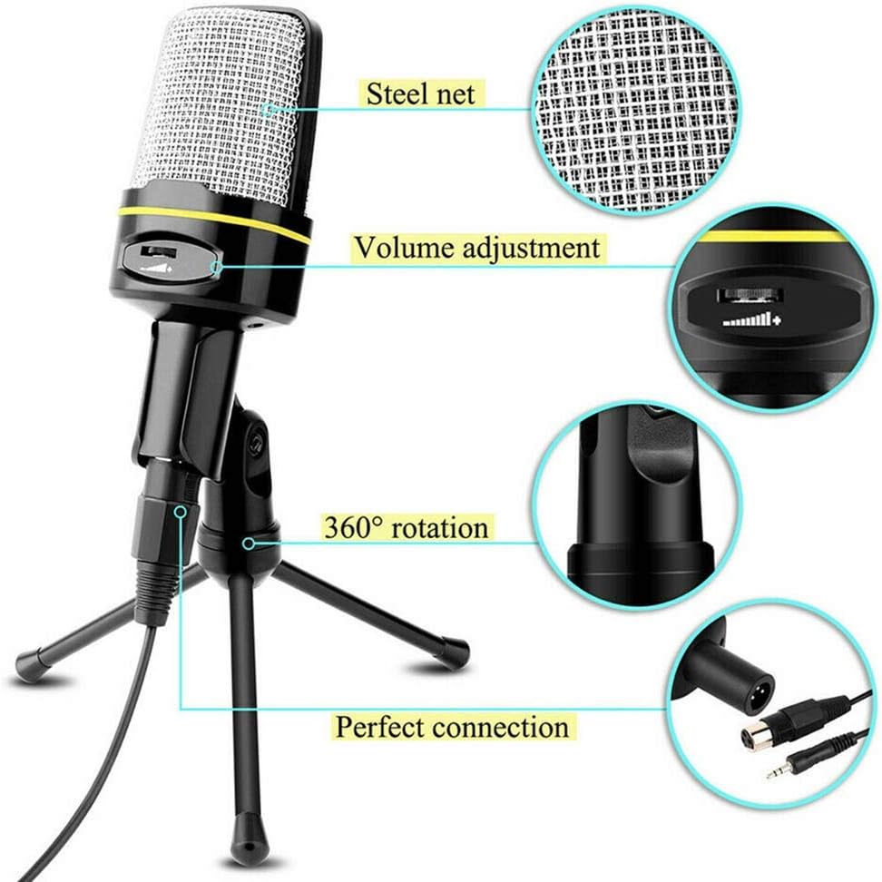 Desktop Wired Microphone Laptop Computer Adjustable Tripod Microphone Online Chatting Live Streaming Mic