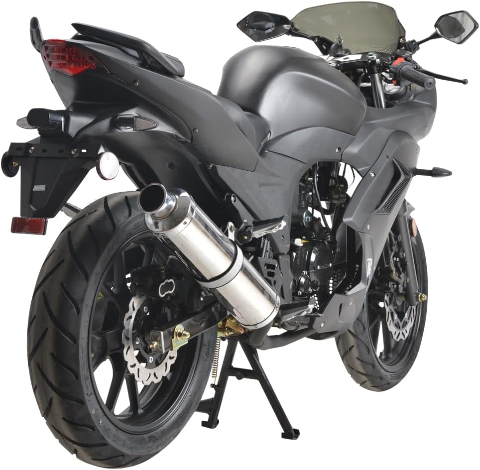 HHH 125cc Motorcycle with Manual Transmission for Adult Sports Bike 125cc Scooter with led Lights and 17 inches Wheels (Factory Packaged) (Black Color)