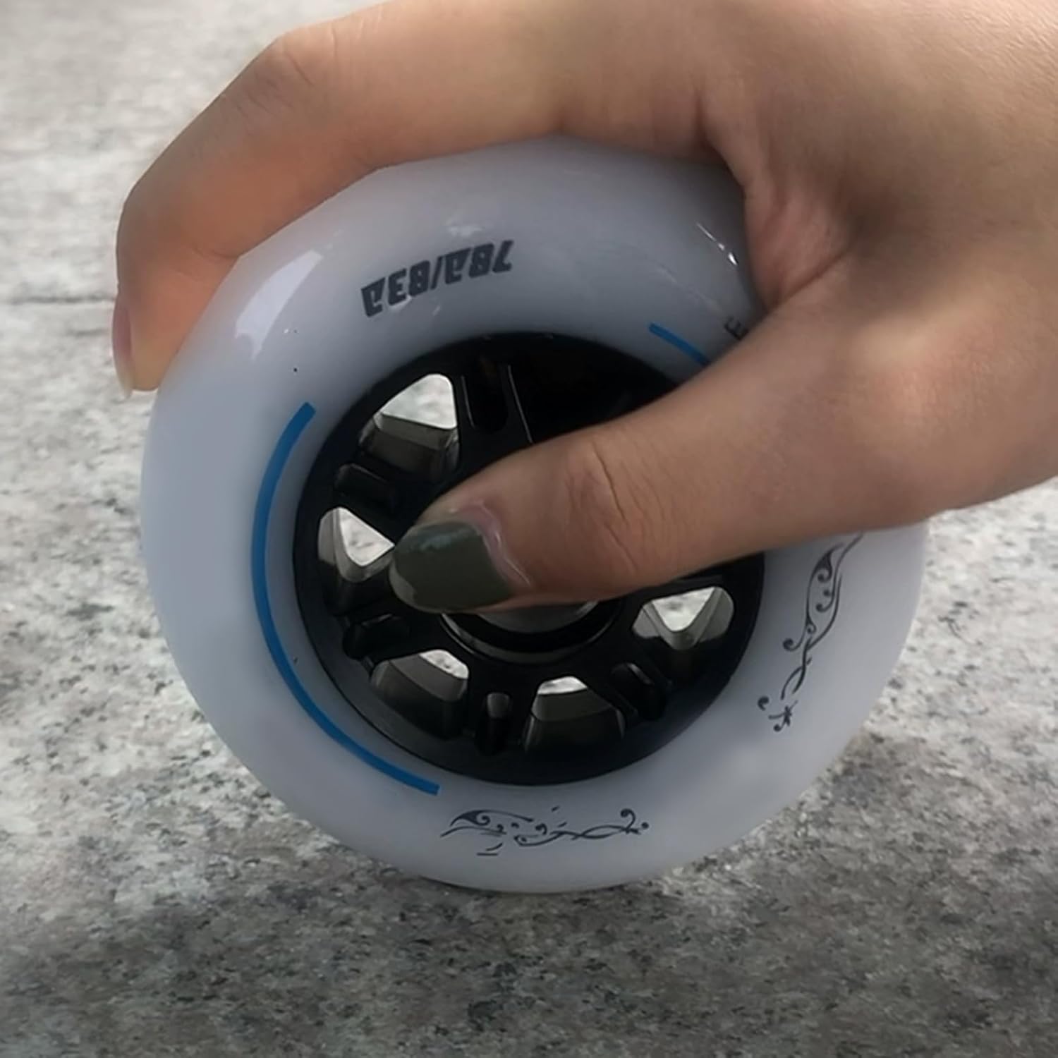 Inline Skate Wheels for Outdoor Indoor Double-Hardness 83A Professional Speed Skating Inline Skate Replacement Wheel 80mm 90mm 100mm 6-Pack White