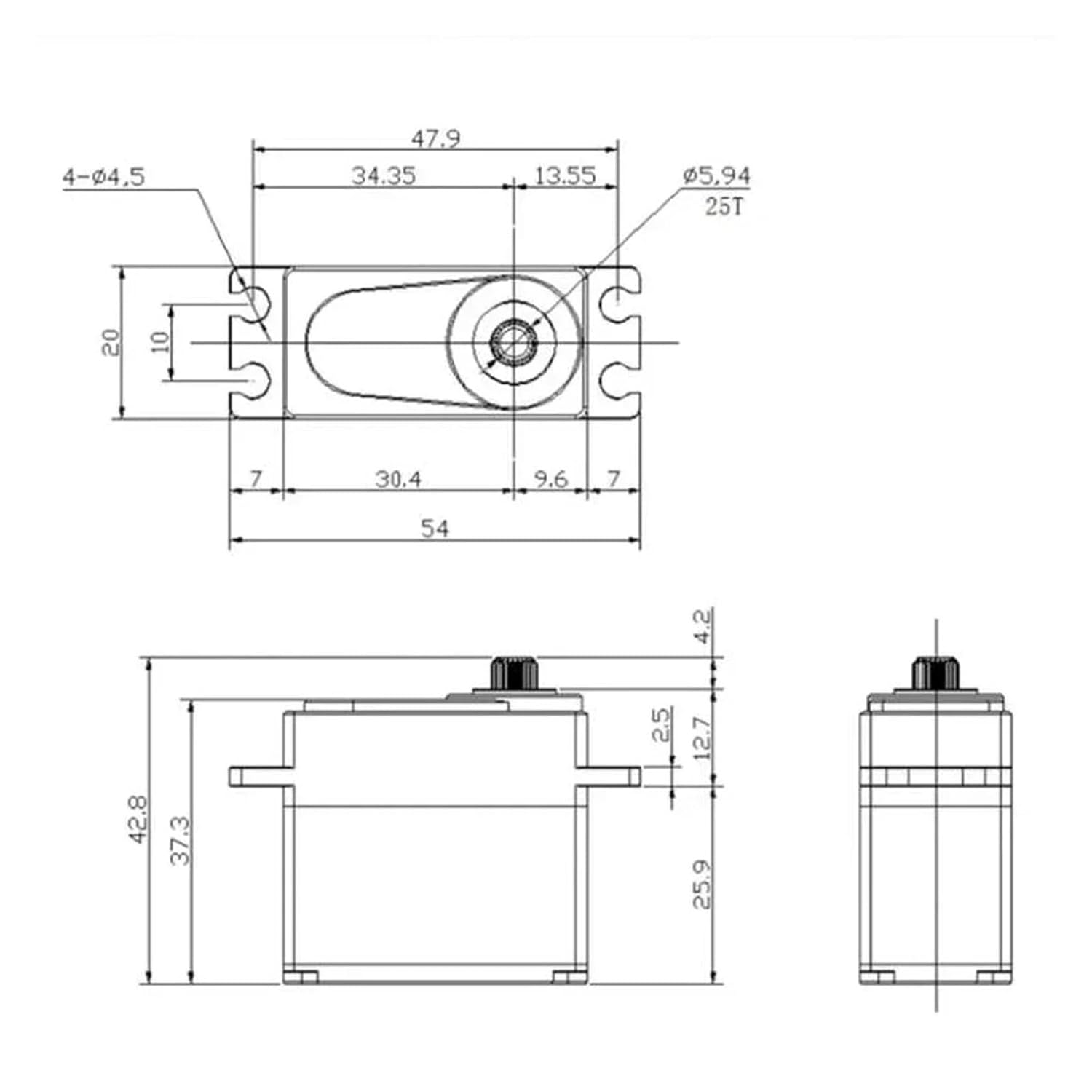 40KG RC Digital Servo High Torque Metal Gear 1:8 1:10 TRX6 Scx10 Tracked Robot(2PCS 270 Degrees)