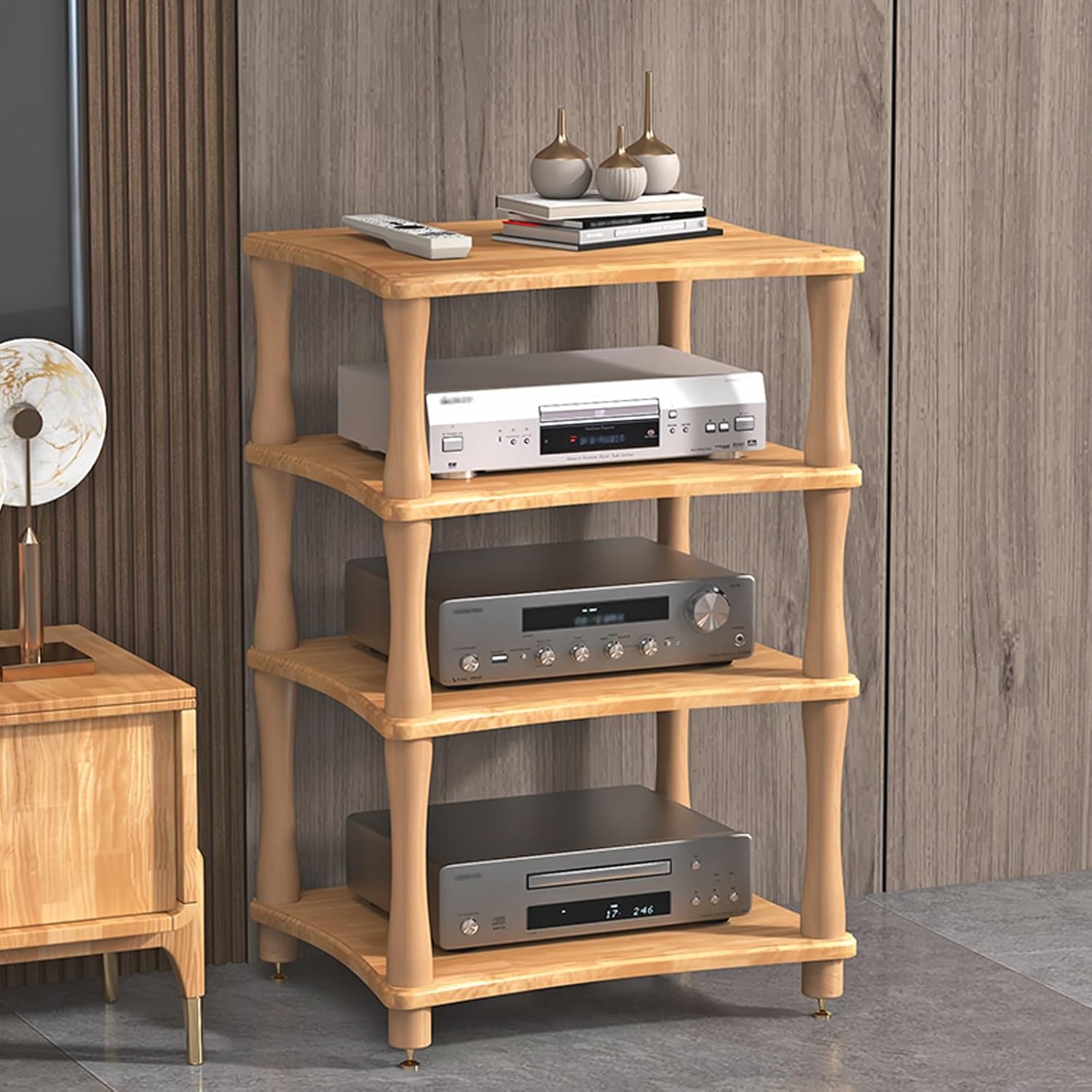 WNYAILLL 4-Tier AV Media Stand Corner Shelf