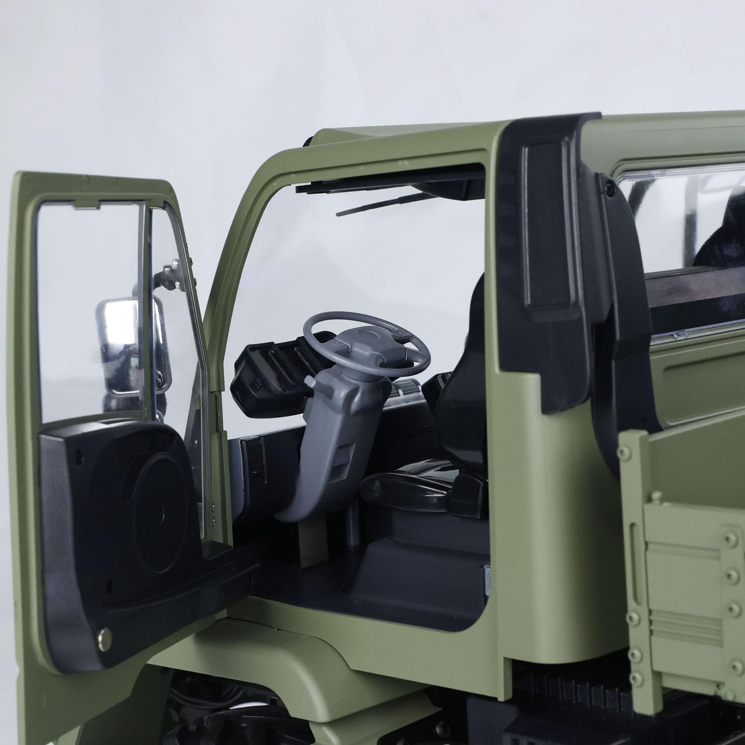 1/10 Metal Bucket RC Off-Road Vehicles U423 4x4 Remote Control Crawler Car Model 2-Speed Transmission Differential-Lock Axles Light Sound Hobby Grade Model(Matte Military Green)